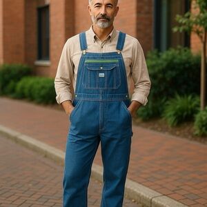 LIBERTY Men’s Bib-Overalls Size 38X 30.5 Dk Blue Multiple Pockets 💯 Cotton